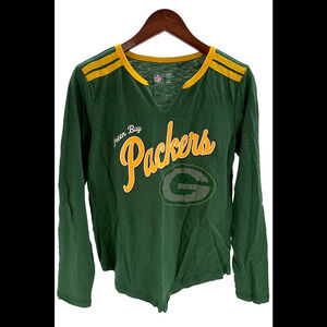 NFL Women's Long Sleeve V-Neck Tee Packers - Regular